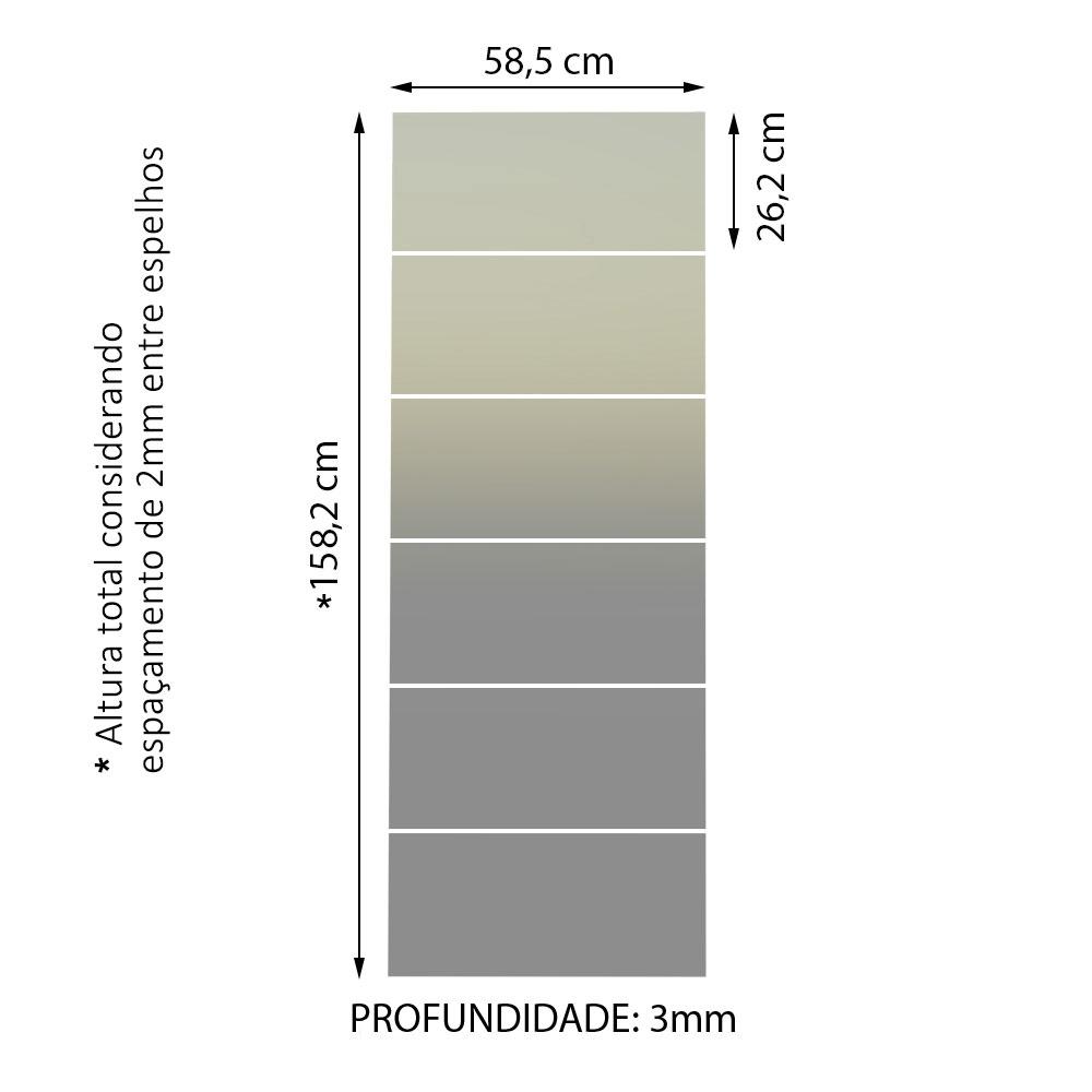 Kit Madesa com 6 Espelhos de 26,2 x 58,5 cm para Guarda-Roupa