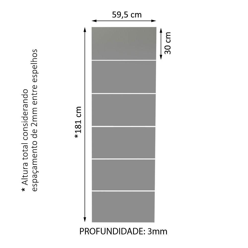 Kit Madesa com 6 Espelhos de 30 x 59,5 cm para Guarda-Roupa
