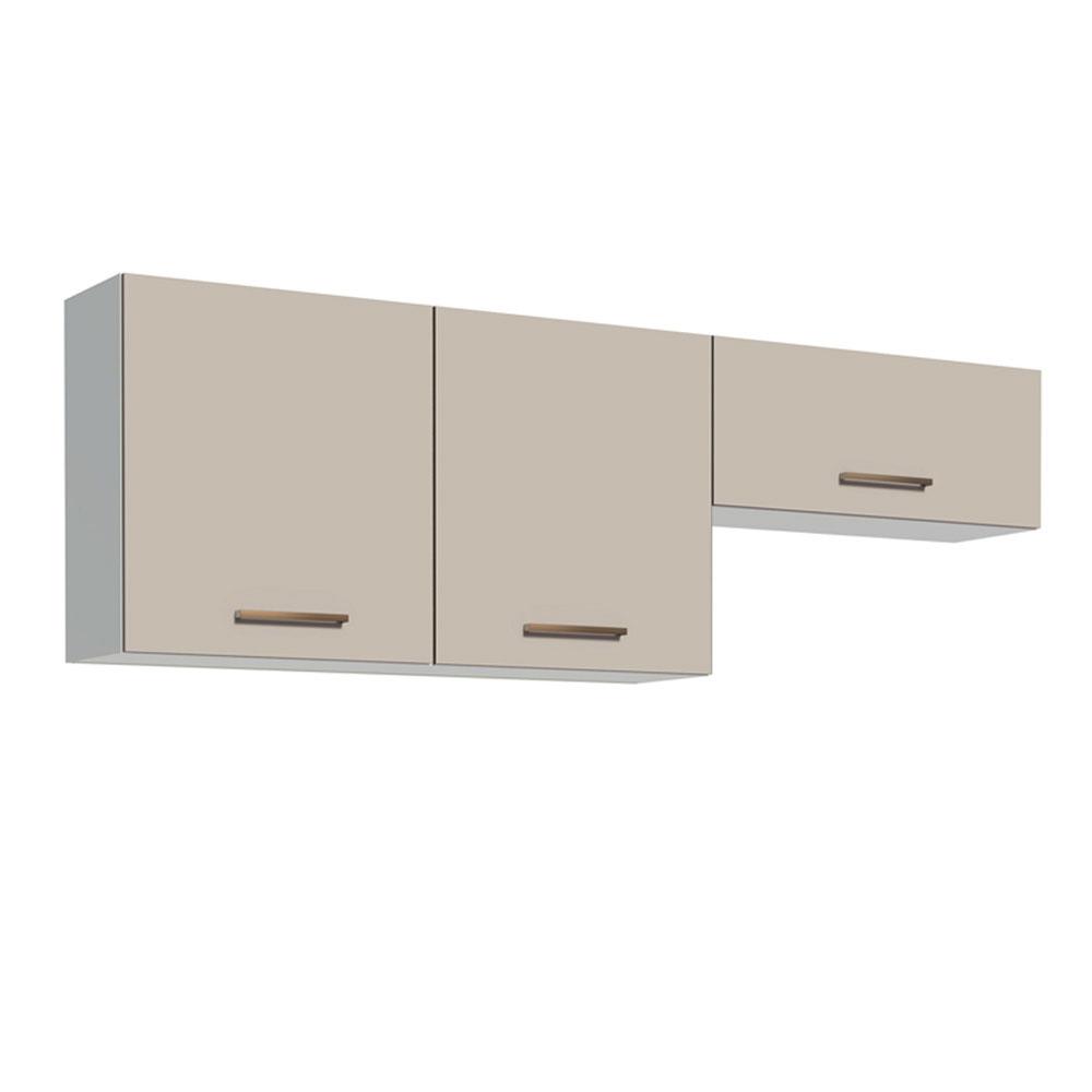 Kit com 2 Armários Aéreos Multiuso 3 Portas Branco/Crema Agata Madesa