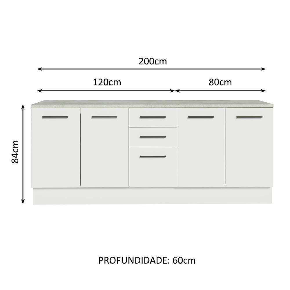 Kit com 2 Balcões Multiuso 4 Portas 3 Gavetas Branco Agata Madesa