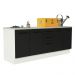 Kit com 2 Balcões Multiuso 4 Portas 3 Gavetas Branco/Preto Agata Madesa