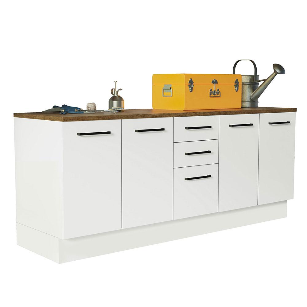 Kit com 2 Balcões Multiuso 4 Portas 3 Gavetas Branco/Rustic Agata Madesa