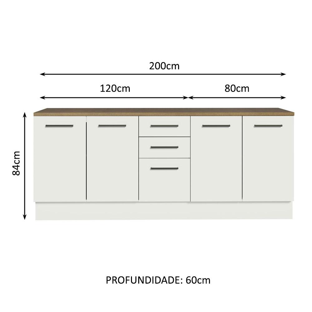 Kit com 2 Balcões Multiuso 4 Portas 3 Gavetas Branco/Rustic Agata Madesa