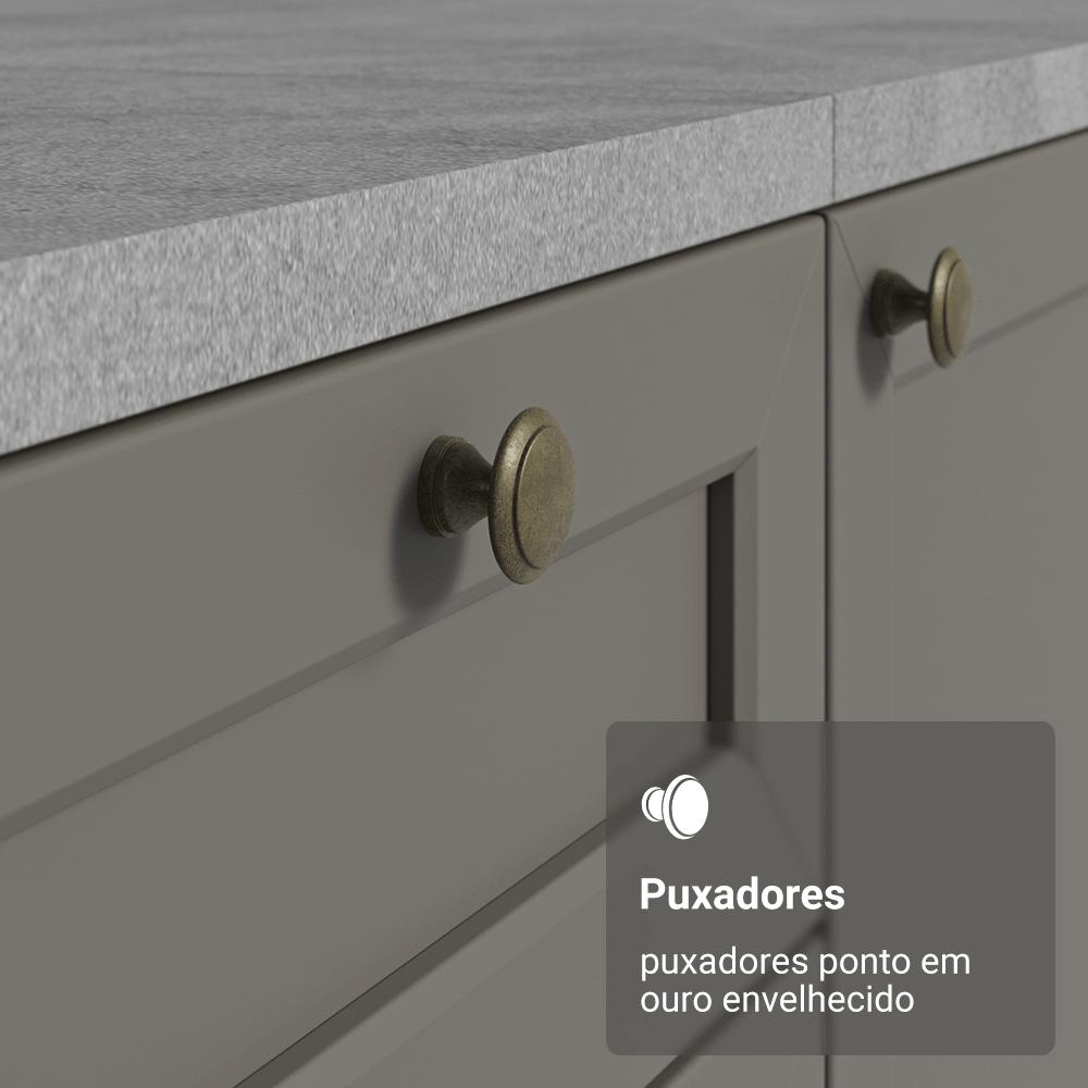 Kit com 2 Balcões de Cozinha 3 Gavetas 4 Portas (Sem Tampo e Pia) Branco/Cinza Vik Madesa 01