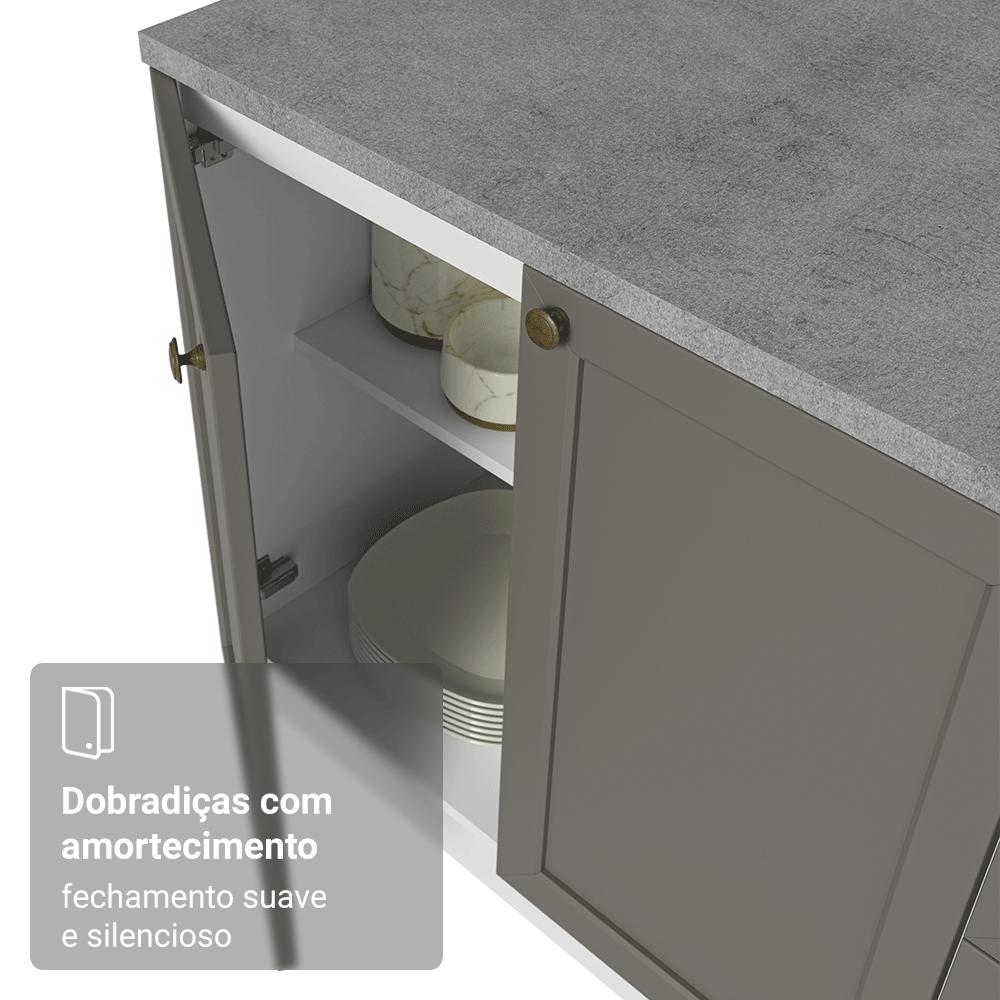 Kit com 2 Balcões de Cozinha 3 Gavetas 4 Portas (Sem Tampo e Pia) Branco/Cinza Vik Madesa 01