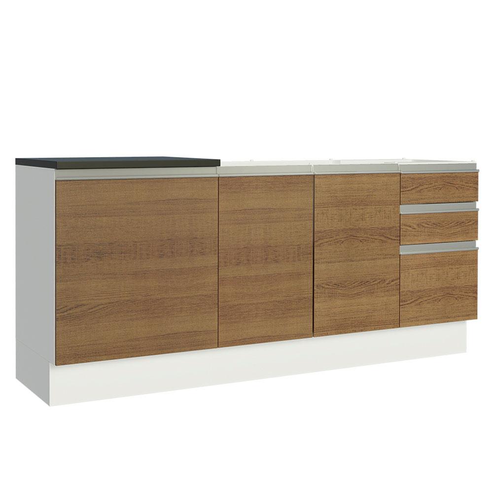 Kit com 2 Balcões de Cozinha Madesa Acordes 100% MDF (Sem Tampo e Pia) - Branco/Rustic