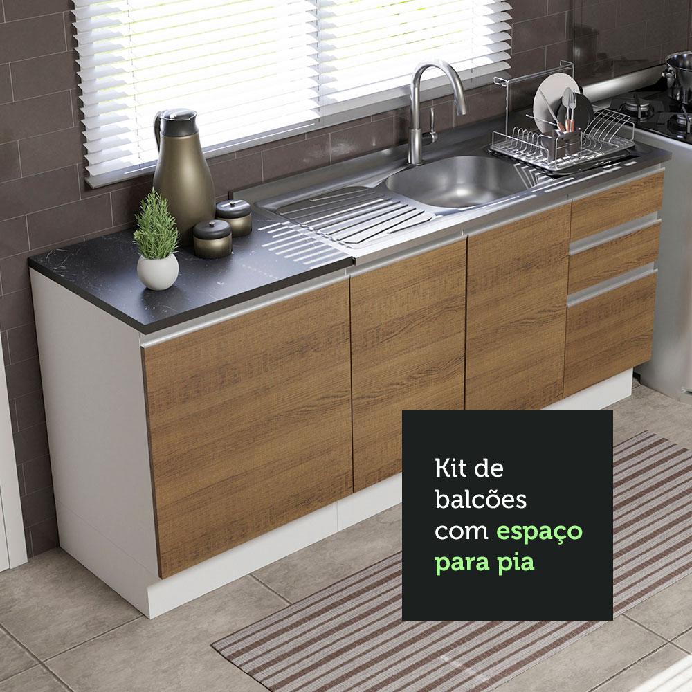 Kit com 2 Balcões de Cozinha Madesa Acordes 100% MDF (Sem Tampo e Pia) - Branco/Rustic