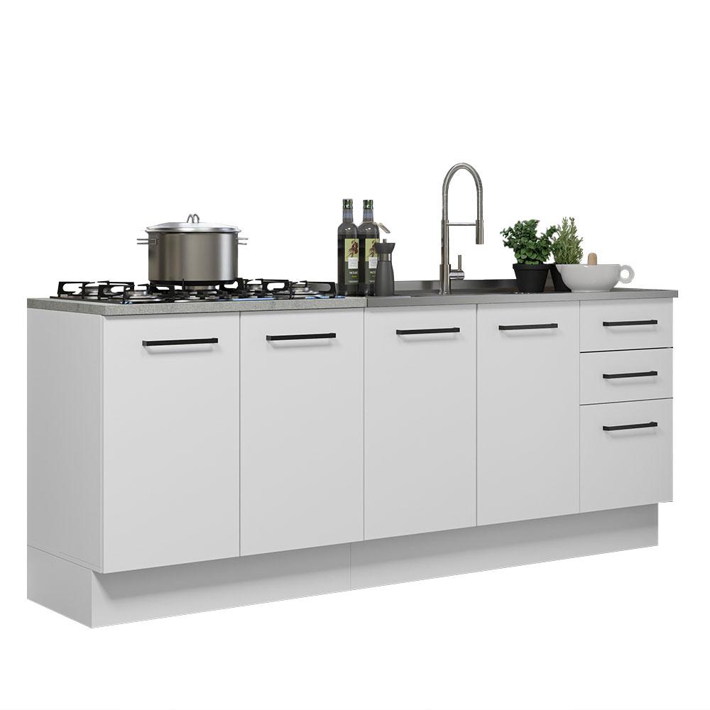 Kit com 2 Balcões de Cozinha Madesa Agata 3 Gavetas 4 Portas (Sem Tampo e Pia) - Branco