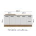 Kit com 2 Balcões de Cozinha Madesa Agata 3 Gavetas 4 Portas (Sem Tampo e Pia) - Rustic/Branco