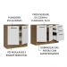 Kit com 2 Balcões de Cozinha Madesa Agata 3 Gavetas 4 Portas (Sem Tampo e Pia) - Rustic/Branco