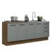 Kit com 2 Balcões de Cozinha Madesa Agata 3 Gavetas 4 Portas (Sem Tampo e Pia) - Rustic/Cinza