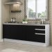 Kit com 2 Balcões de Cozinha Madesa Glamy 4 Portas 3 Gavetas (Sem Tampo e Pia) - Branco/Preto