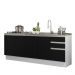 Kit com 2 Balcões de Cozinha Madesa Glamy 4 Portas 3 Gavetas (Sem Tampo e Pia) - Branco/Preto