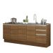 Kit com 2 Balcões de Cozinha Madesa Glamy 4 Portas 3 Gavetas (Sem Tampo e Pia) - Rustic