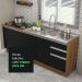 Kit com 2 Balcões de Cozinha Madesa Glamy 4 Portas 3 Gavetas (Sem Tampo e Pia) - Rustic/Preto