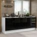 Kit com 2 Balcões de Cozinha Madesa Lux 4 Portas 3 Gavetas (Sem Tampo e Pia) - Branco/Preto