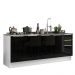 Kit com 2 Balcões de Cozinha Madesa Lux 4 Portas 3 Gavetas (Sem Tampo e Pia) - Branco/Preto