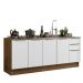 Kit com 2 Balcões de Cozinha Madesa Lux 4 Portas 3 Gavetas (Sem Tampo e Pia) - Rustic/Branco Veludo