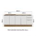 Kit com 2 Balcões de Cozinha Madesa Lux 4 Portas 3 Gavetas (Sem Tampo e Pia) - Rustic/Branco Veludo