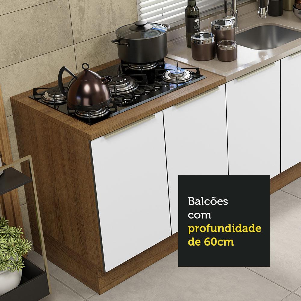 Kit com 2 Balcões de Cozinha Madesa Lux 4 Portas 3 Gavetas (Sem Tampo e Pia) - Rustic/Branco Veludo