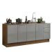 Kit com 2 Balcões de Cozinha Madesa Lux 4 Portas 3 Gavetas (Sem Tampo e Pia) - Rustic/Cinza