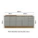 Kit com 2 Balcões de Cozinha Madesa Lux 4 Portas 3 Gavetas (Sem Tampo e Pia) - Rustic/Cinza