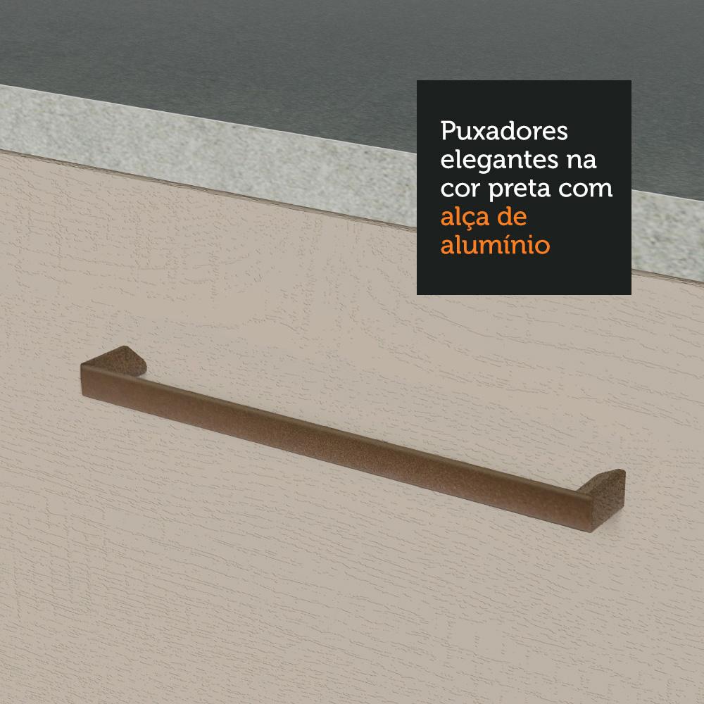 Kit com 2 Balcões e 2 Armários Aéreos Multiuso 200cm Branco/Crema Agata Madesa