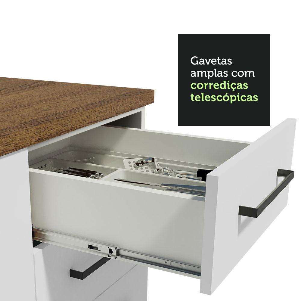 Kit com 2 Balcões e 2 Armários Aéreos Multiuso 200cm Branco/Rustic Agata Madesa