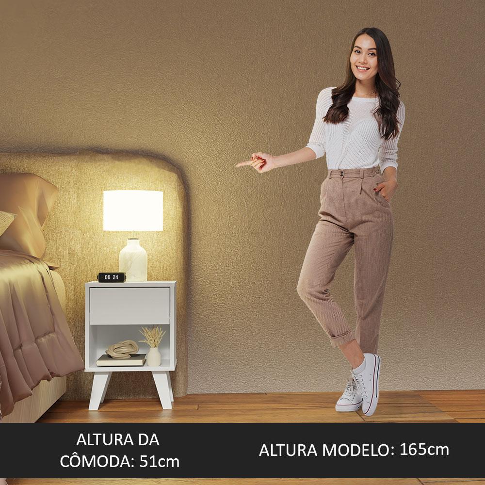 Kit com 2 Mesas de Cabeceira Brancas 1 Gaveta 3235 Madesa