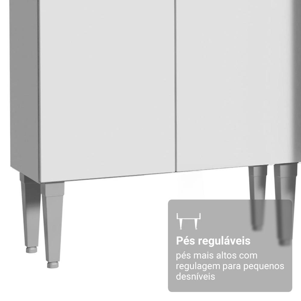Kit com Armário Aéreo e Balcão 64cm Branco Emilly Madesa
