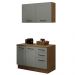 Kit com Balcão e Armário Aéreo Multiuso 120cm Rustic/Cinza Agata Madesa