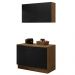 Kit com Balcão e Armário Aéreo Multiuso 120cm Rustic/Preto Agata Madesa