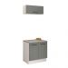 Kit com Balcão e Armário Aéreo Multiuso 80cm Branco/Cinza Agata Madesa