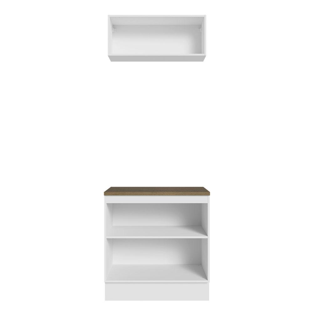 Kit com Balcão e Armário Aéreo Multiuso 80cm Branco/Rustic Agata Madesa