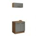 Kit com Balcão e Armário Aéreo Multiuso 80cm Rustic/Cinza Agata Madesa