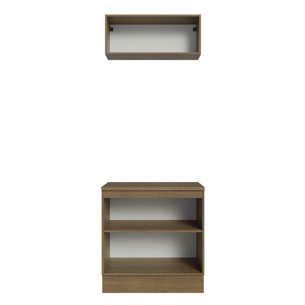 Kit com Balcão e Armário Aéreo Multiuso 80cm Rustic/Crema Agata Madesa
