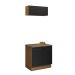 Kit com Balcão e Armário Aéreo Multiuso 80cm Rustic/Preto Agata Madesa