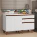 Kit com Dois Balcões de Cozinha 2 Portas 3 Gavetas (com tampo) Branco Reims Madesa