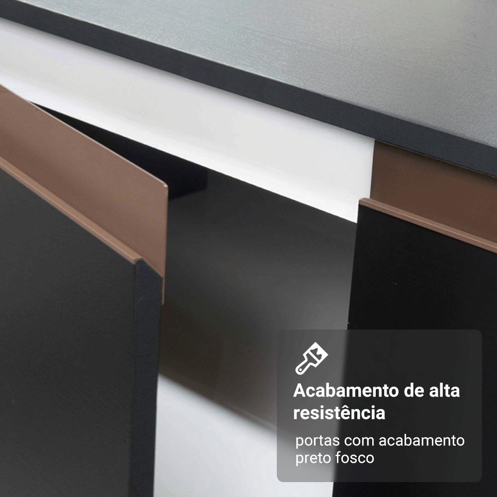 Kit com Três Balcões de Cozinha 2 Portas 6 Gavetas (com tampo) Preto Reims Madesa