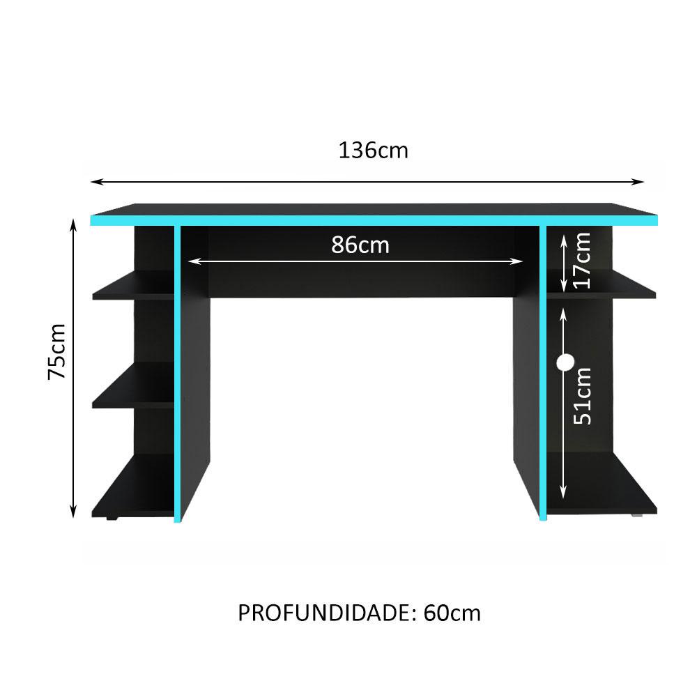 Mesa Computador Gamer Madesa 9409 - Preto/Azul