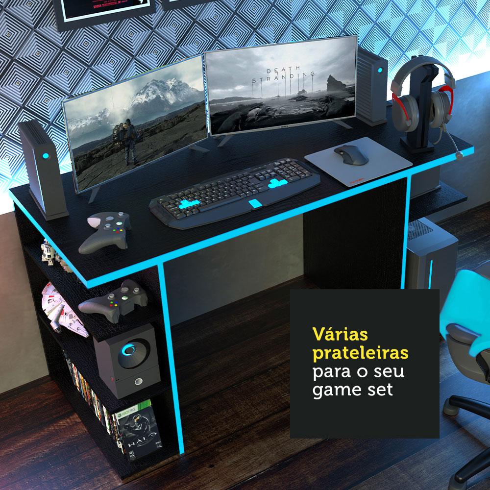 Mesa Computador Gamer Madesa 9409 - Preto/Azul