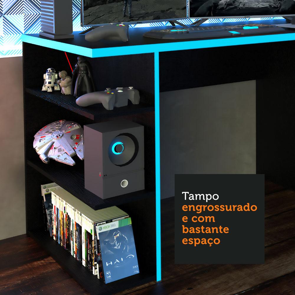 Mesa Computador Gamer Madesa 9409 - Preto/Azul