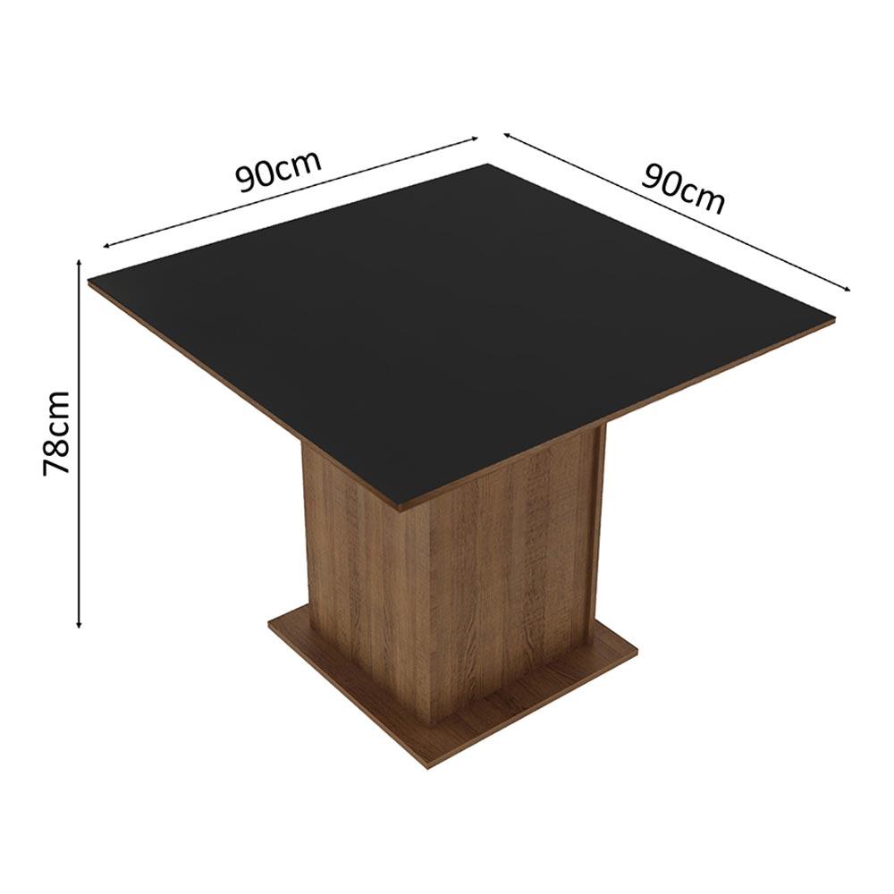 Mesa Madesa Quadrada Tampo de Madeira 5363 - Rustic/Preto