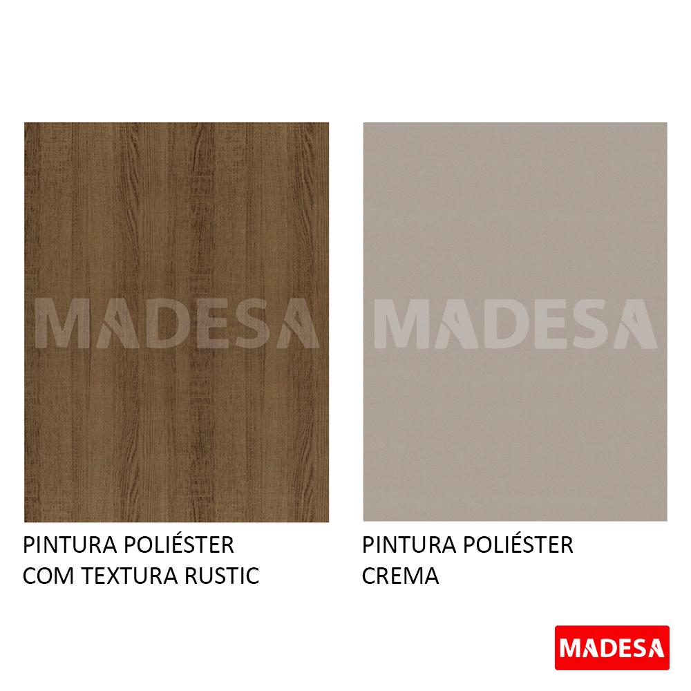 Mesa Madesa Quadrada Tampo de Vidro 5363 Rustic/Crema