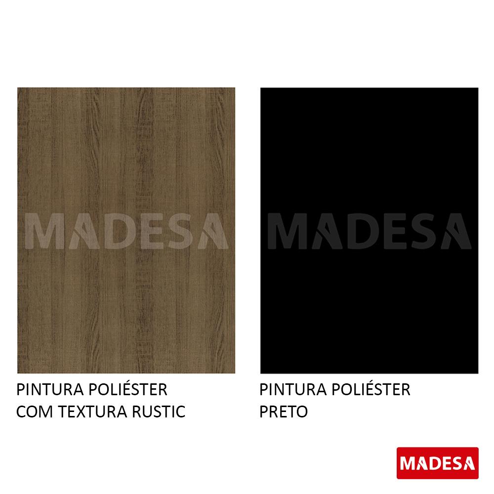 Mesa Madesa Quadrada Tampo de Vidro 5363 Rustic/Preto