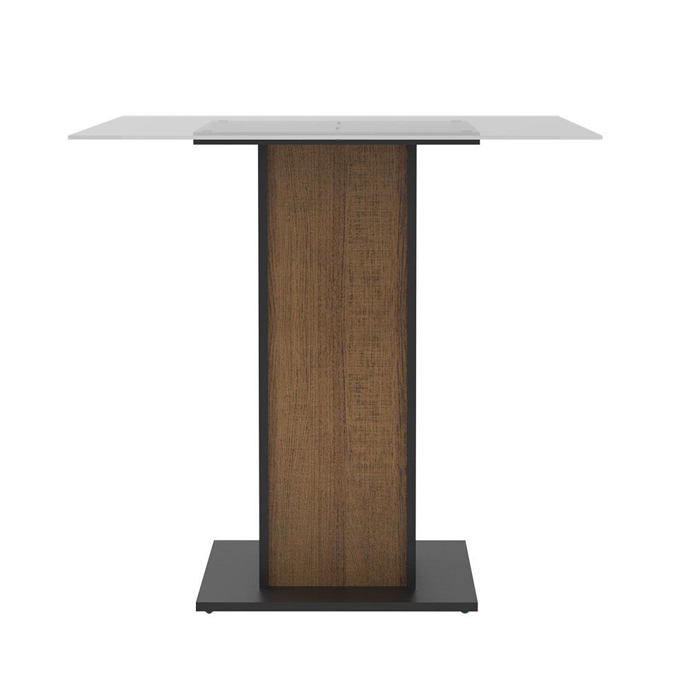Mesa Madesa Quadrada com Tampo de Vidro 5332A - Preto/Rustic