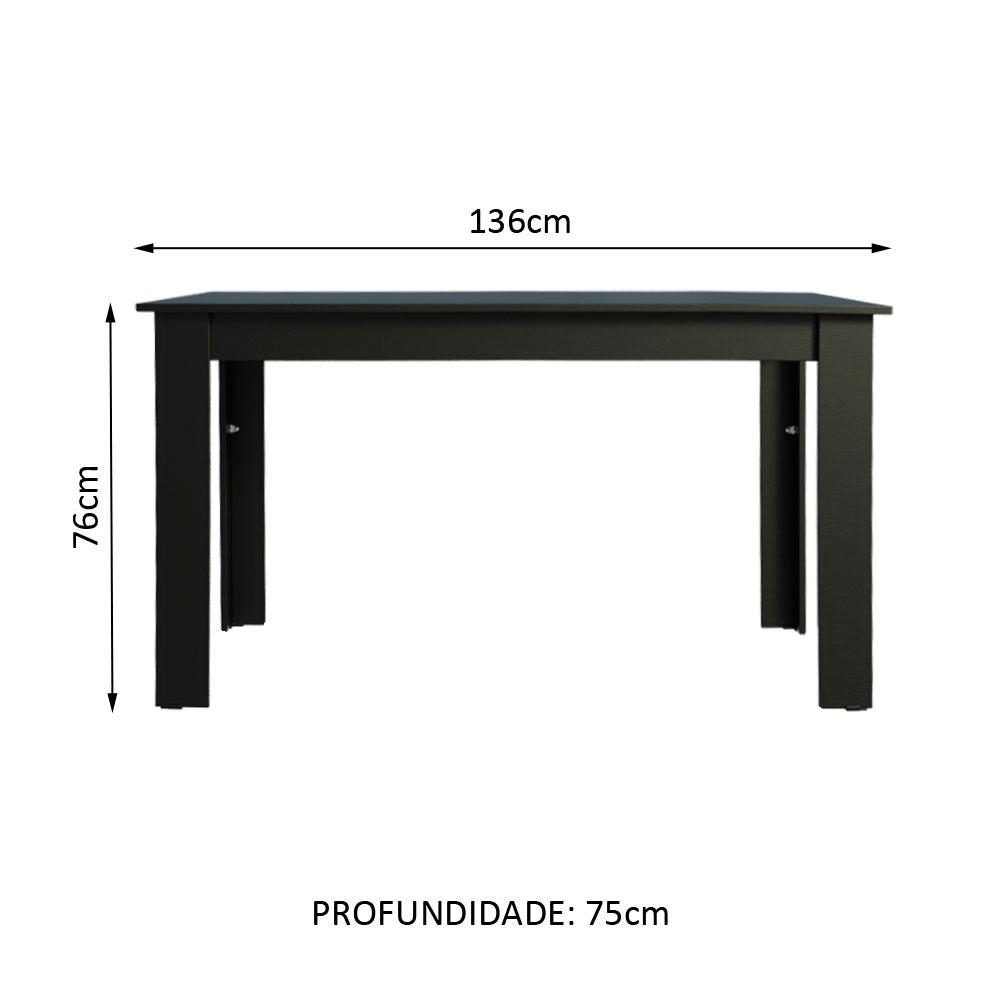 Mesa Madesa Retangular Tampo de Madeira 5231 - Preto