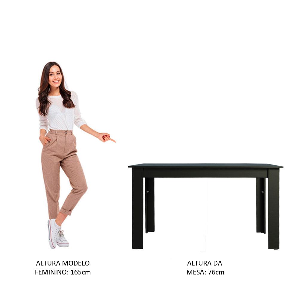 Mesa Madesa Retangular Tampo de Madeira 5231 - Preto