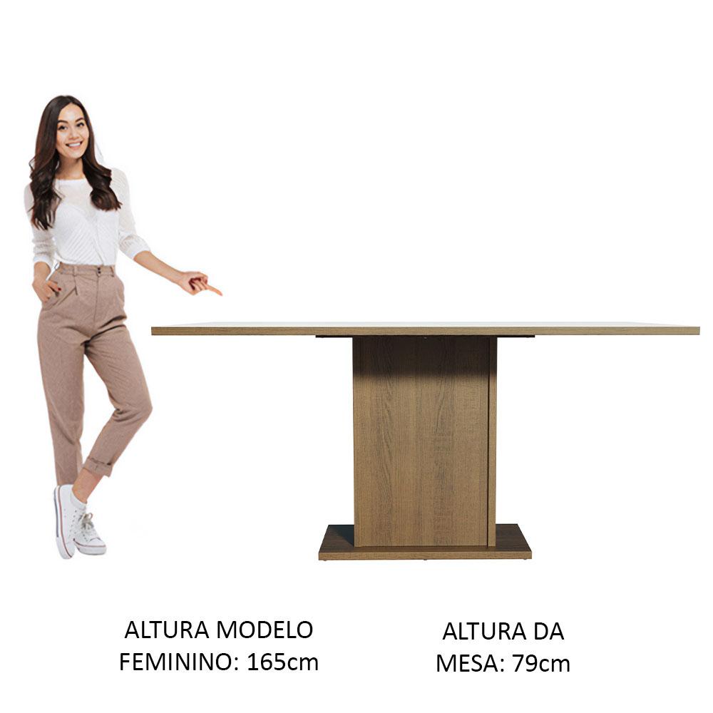 Mesa Madesa Retangular Tampo de Madeira 5275 - Rustic/Branco