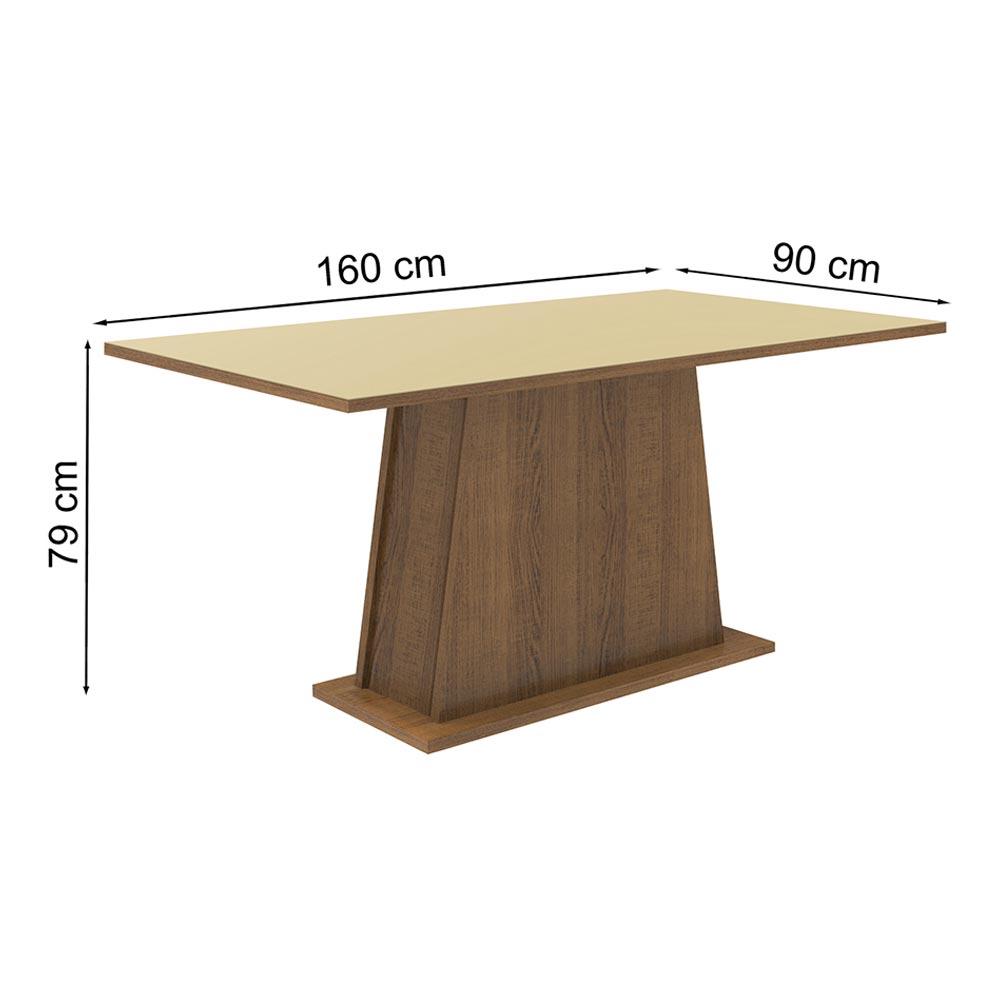 Mesa Madesa Retangular Tampo de Madeira 5364 - Rustic/Crema